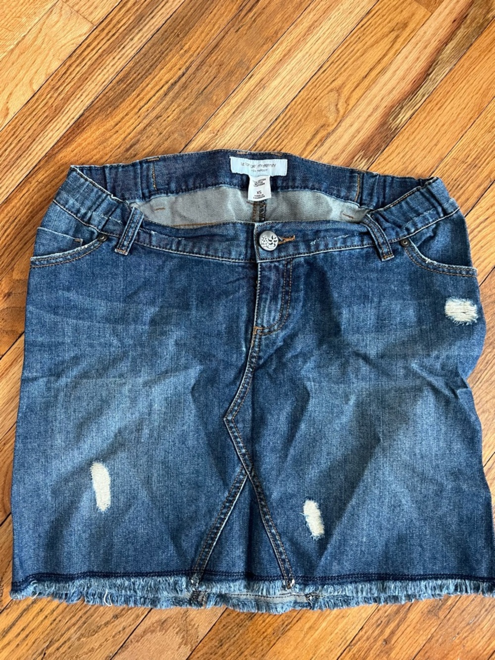 Liz Lange maternity Distressed Blue Denim Skirt